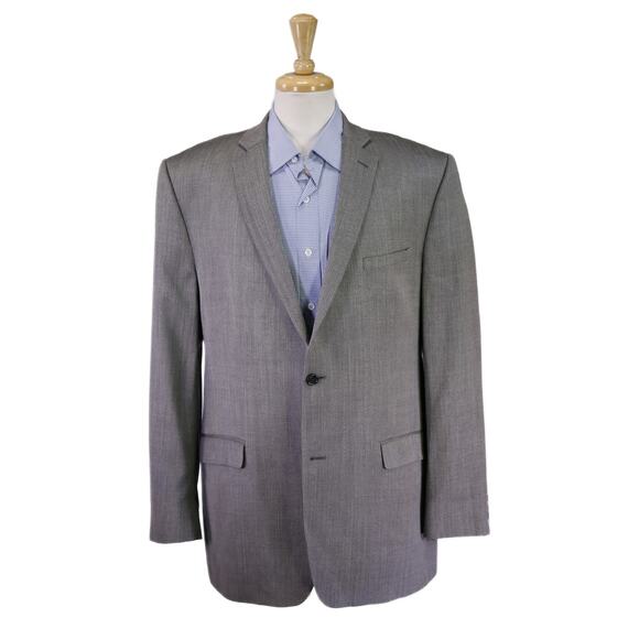 Joseph Abboud Gray Herringbone Woven Silk Wool 2-Btn Sportcoat Blazer 44R - Picture 1 of 9